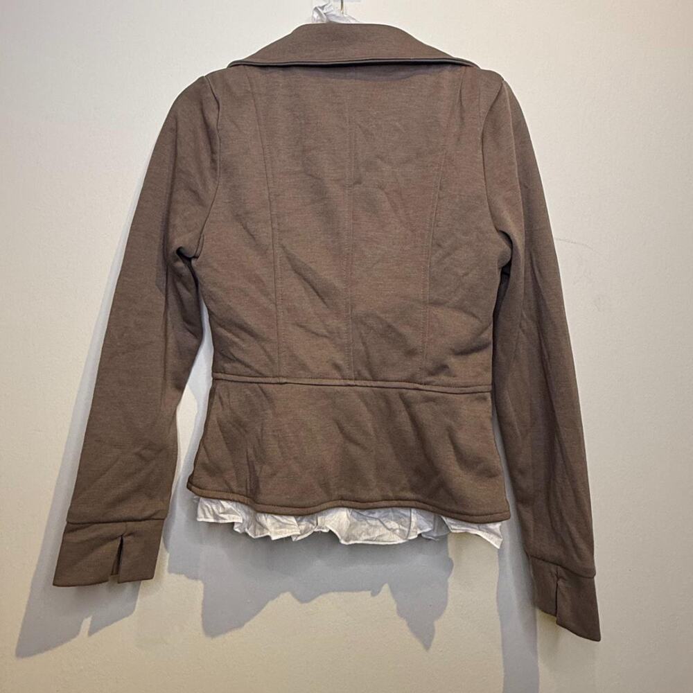 Brown Buttoned Jacket with Ruffles - Picture 4 of 5